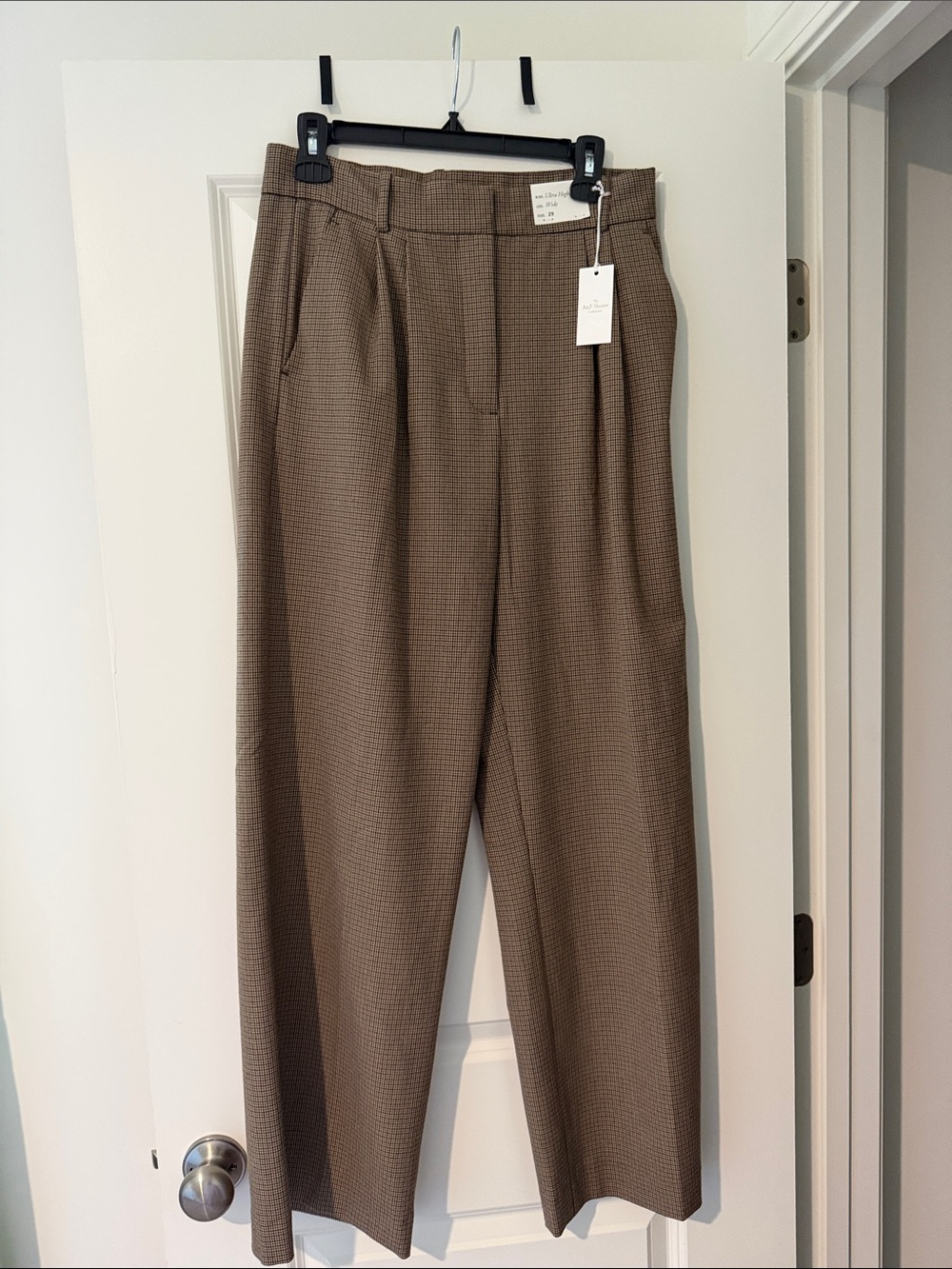 Abercrombie & Fitch Wide Leg Pants in Brown Houndstooth